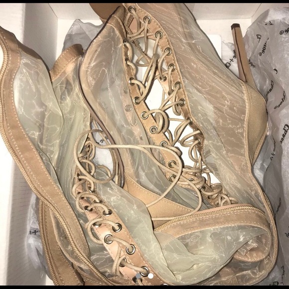 COPY - COPY - COPY - Nude mesh thigh high boots - Picture 2 of 2